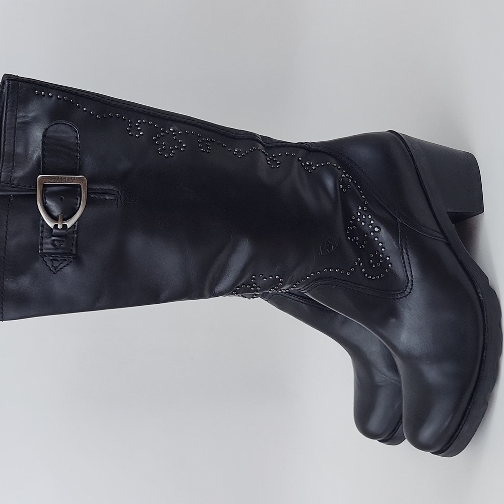 Ariat Women’s 20405 Black Leather Studded Motorcycle Boots Size 8 B